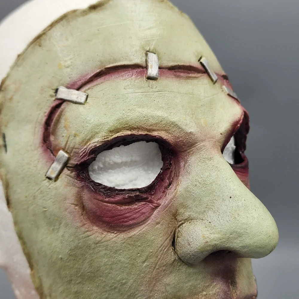 Horror Mask Green Stitched Zombie Latex Slasher Cosplay Mask Halloween Scary